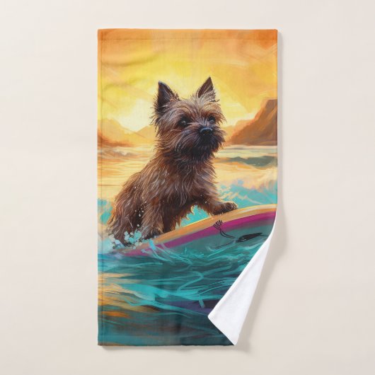 Cairn Terrier Strand Surfen Schilderij Bad Handdoek (Handdoek)