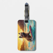 Cairn Terrier Strand Surfen Schilderij Bagagelabel (Achterkant verticaal)