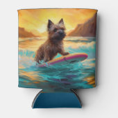Cairn Terrier Strand Surfen Schilderij Blikjeskoeler (Voorkant)