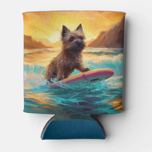 Cairn Terrier Strand Surfen Schilderij Blikjeskoeler (Voorkant)