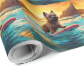 Cairn Terrier Strand Surfen Schilderij Cadeaupapier (Rol Hoek)