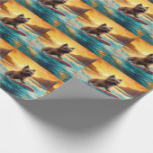 Cairn Terrier Strand Surfen Schilderij Cadeaupapier (Hoek)