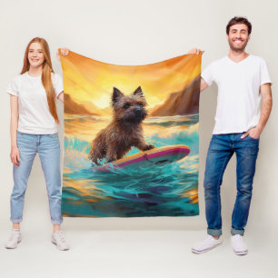 Cairn Terrier Strand Surfen Schilderij Fleece Deken