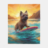 Cairn Terrier Strand Surfen Schilderij Fleece Deken (Voorkant)