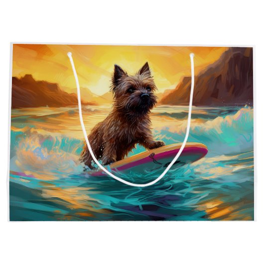 Cairn Terrier Strand Surfen Schilderij Groot Cadeauzakje (Achterkant)
