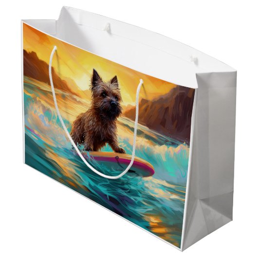 Cairn Terrier Strand Surfen Schilderij Groot Cadeauzakje (Achterkant Gekanteld)