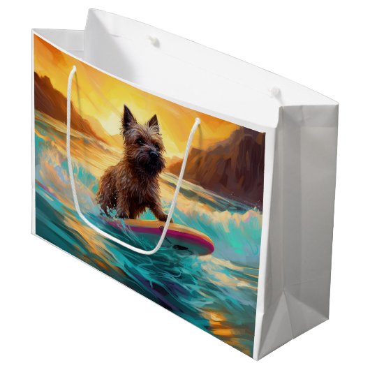 Cairn Terrier Strand Surfen Schilderij Groot Cadeauzakje (Voorkant Gekanteld)