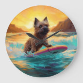 Cairn Terrier Strand Surfen Schilderij Grote Klok (Voorkant)