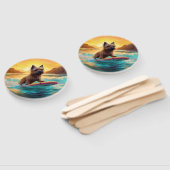 Cairn Terrier Strand Surfen Schilderij Handwaaier (Niet-gemonteerd)