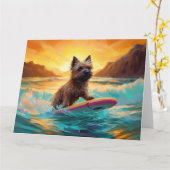 Cairn Terrier Strand Surfen Schilderij Kaart (Gele Bloem)