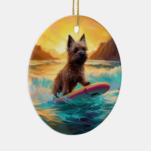 Cairn Terrier Strand Surfen Schilderij Keramisch Ornament (Rechts)