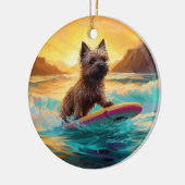 Cairn Terrier Strand Surfen Schilderij Keramisch Ornament (Links)