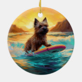 Cairn Terrier Strand Surfen Schilderij Keramisch Ornament (Achterkant)