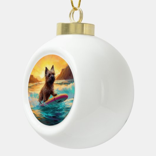 Cairn Terrier Strand Surfen Schilderij Keramische Bal Ornament (Rechts)