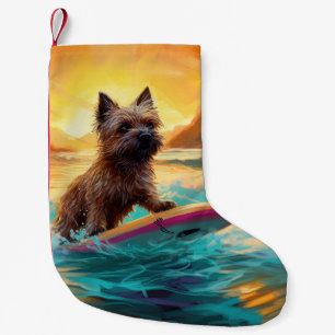 Cairn Terrier Strand Surfen Schilderij Kleine Kerstsok