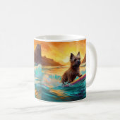 Cairn Terrier Strand Surfen Schilderij Koffiemok (Voorkant rechts)