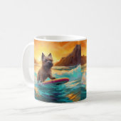 Cairn Terrier Strand Surfen Schilderij Koffiemok (Voorkant links)
