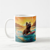 Cairn Terrier Strand Surfen Schilderij Koffiemok (Links)