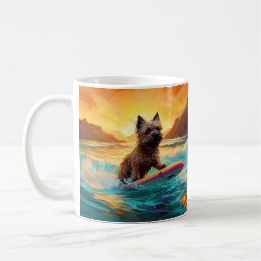 Cairn Terrier Strand Surfen Schilderij Koffiemok (Links)