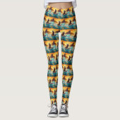 Cairn Terrier Strand Surfen Schilderij Leggings (Voorkant)