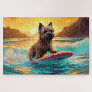 Cairn Terrier Strand Surfen Schilderij Legpuzzel