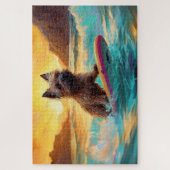 Cairn Terrier Strand Surfen Schilderij Legpuzzel (Verticaal)