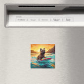 Cairn Terrier Strand Surfen Schilderij Magneet (Insitu (Vaatwasser))