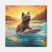 Cairn Terrier Strand Surfen Schilderij Magneet (Voorkant)