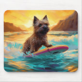 Cairn Terrier Strand Surfen Schilderij Muismat (Voorkant)