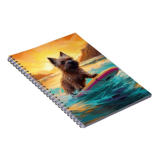 Cairn Terrier Strand Surfen Schilderij Notitieboek (Rechterzijde)