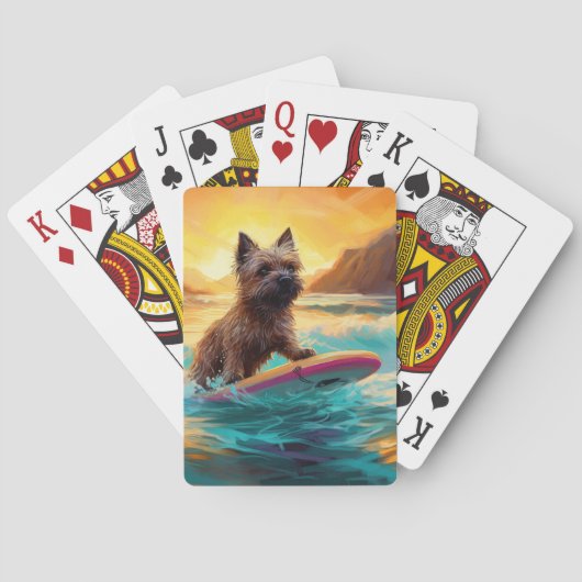 Cairn Terrier Strand Surfen Schilderij Pokerkaarten (Achterkant)