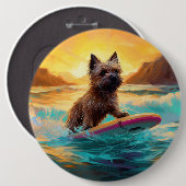 Cairn Terrier Strand Surfen Schilderij Ronde Button 6,0 Cm (Voorkant /achterkant)