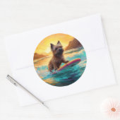 Cairn Terrier Strand Surfen Schilderij Ronde Sticker (Envelop)