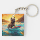 Cairn Terrier Strand Surfen Schilderij Sleutelhanger (Achterkant)