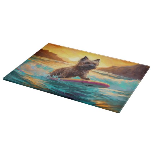 Cairn Terrier Strand Surfen Schilderij Snijplank (Hoek)