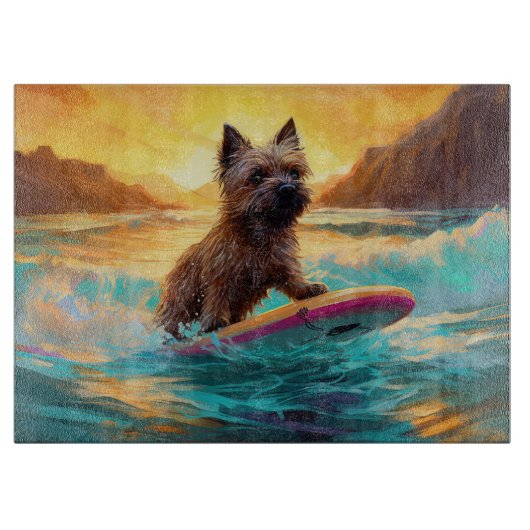 Cairn Terrier Strand Surfen Schilderij Snijplank (Voorkant)