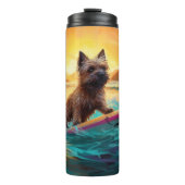 Cairn Terrier Strand Surfen Schilderij Thermosbeker (Voorkant)