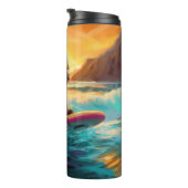 Cairn Terrier Strand Surfen Schilderij Thermosbeker (Geroteerd rechts)