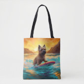 Cairn Terrier Strand Surfen Schilderij Tote Bag (Voorkant)