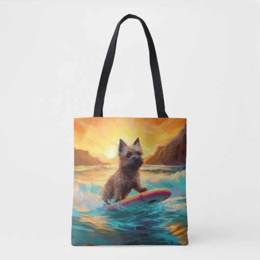 Cairn Terrier Strand Surfen Schilderij Tote Bag (Voorkant)