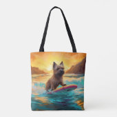 Cairn Terrier Strand Surfen Schilderij Tote Bag (Achterkant)