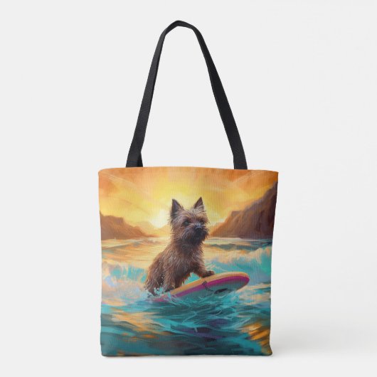 Cairn Terrier Strand Surfen Schilderij Tote Bag (Achterkant)