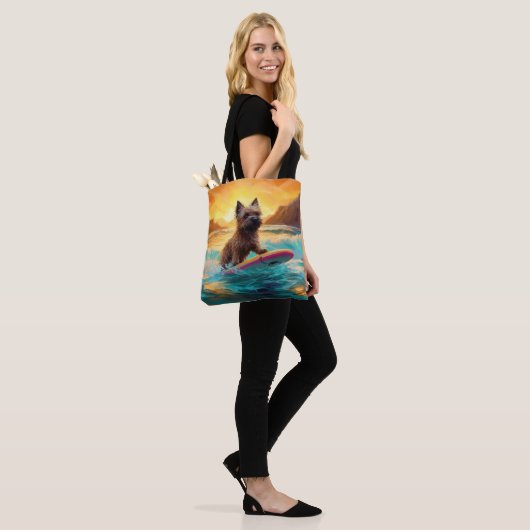Cairn Terrier Strand Surfen Schilderij Tote Bag (Op model)