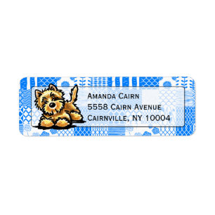 Cairn Terrier Studio Blue-patchwork Etiket