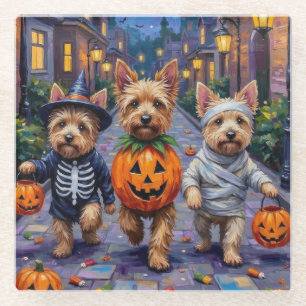 Cairn Terrier Trick-or-Treating Halloween kostuums Glazen Onderzetter