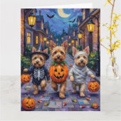 Cairn Terrier Trick-or-Treating Halloween kostuums Kaart (Gele Bloem)
