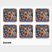 Cairn Terrier Trick-or-Treating Halloween kostuums Vierkante Sticker (Vel)