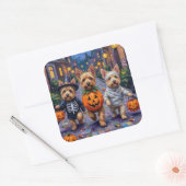 Cairn Terrier Trick-or-Treating Halloween kostuums Vierkante Sticker (Envelop)