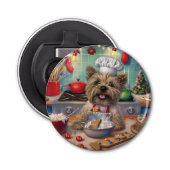 Cairn Terrier Vakantie Bakken: Feestelijke Kerstmi Button Flesopener (Voorkant)