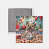 Cairn Terrier Vakantie Bakken: Feestelijke Kerstmi Magneet (Voorkant / Achterkant)